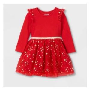 Toddler Girls' 2T Red Glitter Holiday Long Sleeve Tutu Dress, Cat & Jack